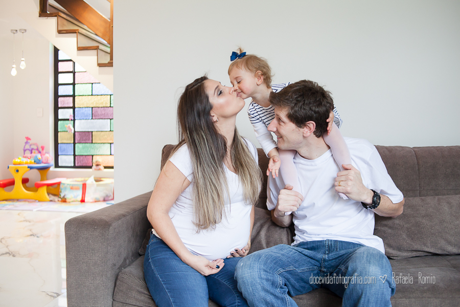 fotografia gestante família em casa