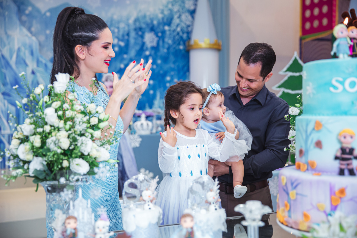 Crie um texto para meu site de fotografia falando sobre como foi fotografado a festa de 4 anos da Sophia Tema do aniversário: Frozen no buffet Dudabaluza