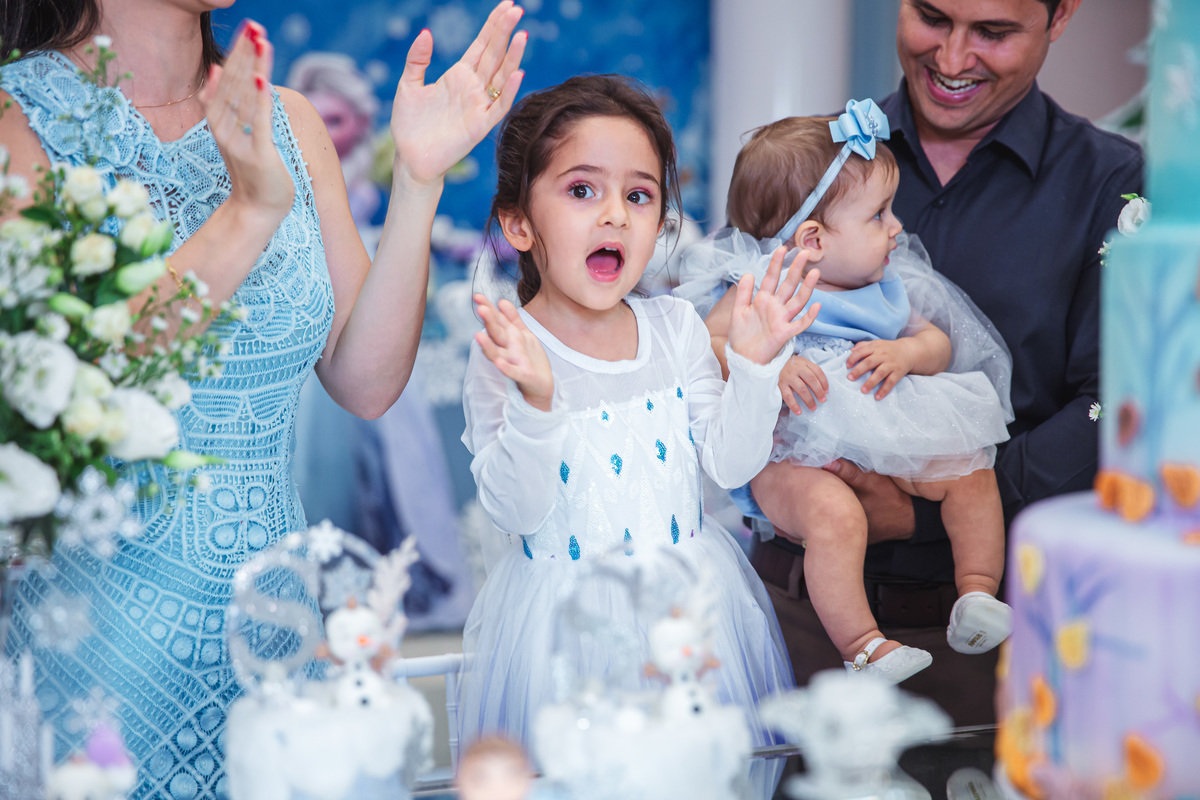 Crie um texto para meu site de fotografia falando sobre como foi fotografado a festa de 4 anos da Sophia Tema do aniversário: Frozen no buffet Dudabaluza