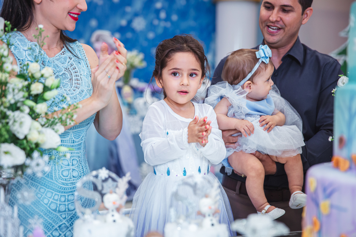 Crie um texto para meu site de fotografia falando sobre como foi fotografado a festa de 4 anos da Sophia Tema do aniversário: Frozen no buffet Dudabaluza