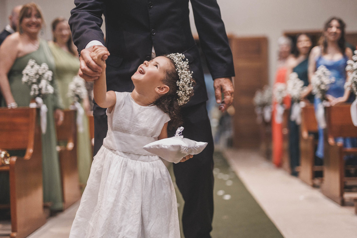 Cerimônia religiosa de casamento clássico no Mosteiro de São Bento.