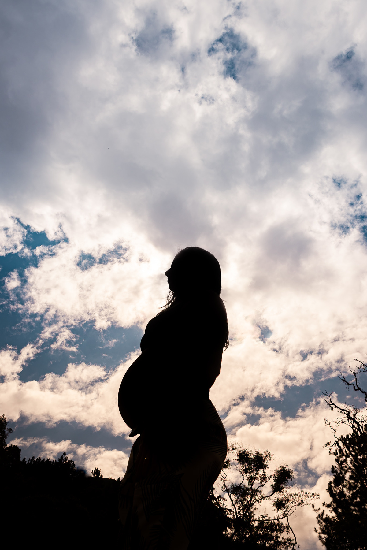 Fotógrafo em Nova Friburgo, ensaio Gestante. Foto conceitual de silhueta da gestante