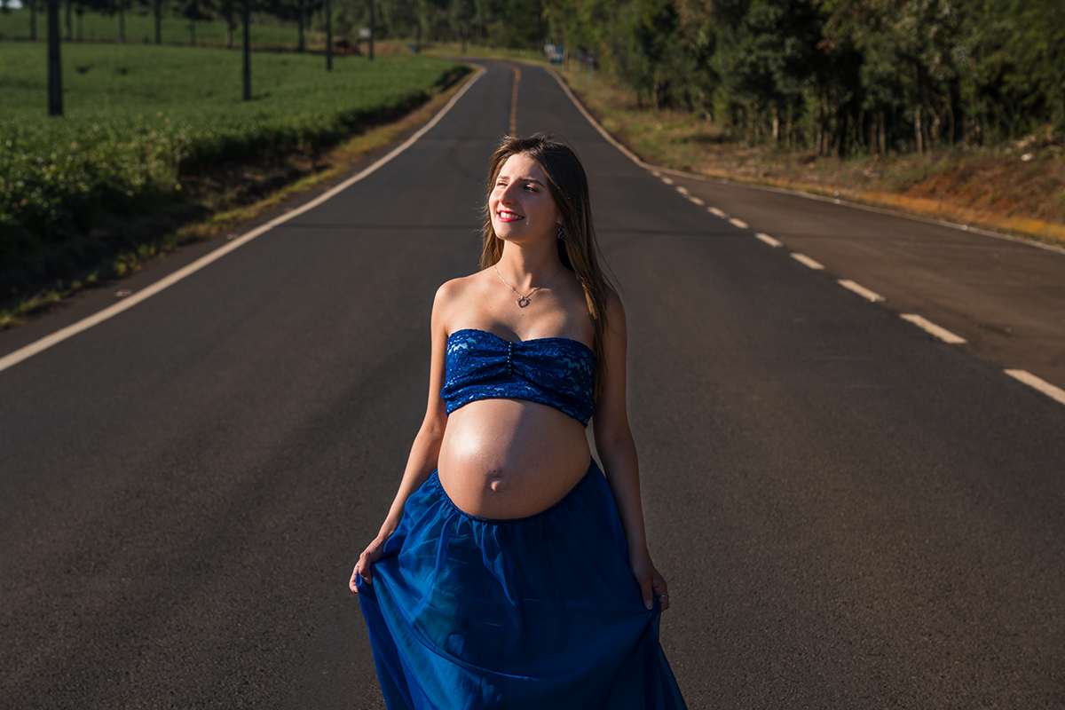 Gestante Gabriele fotos na estrada Campos Novos -SC
