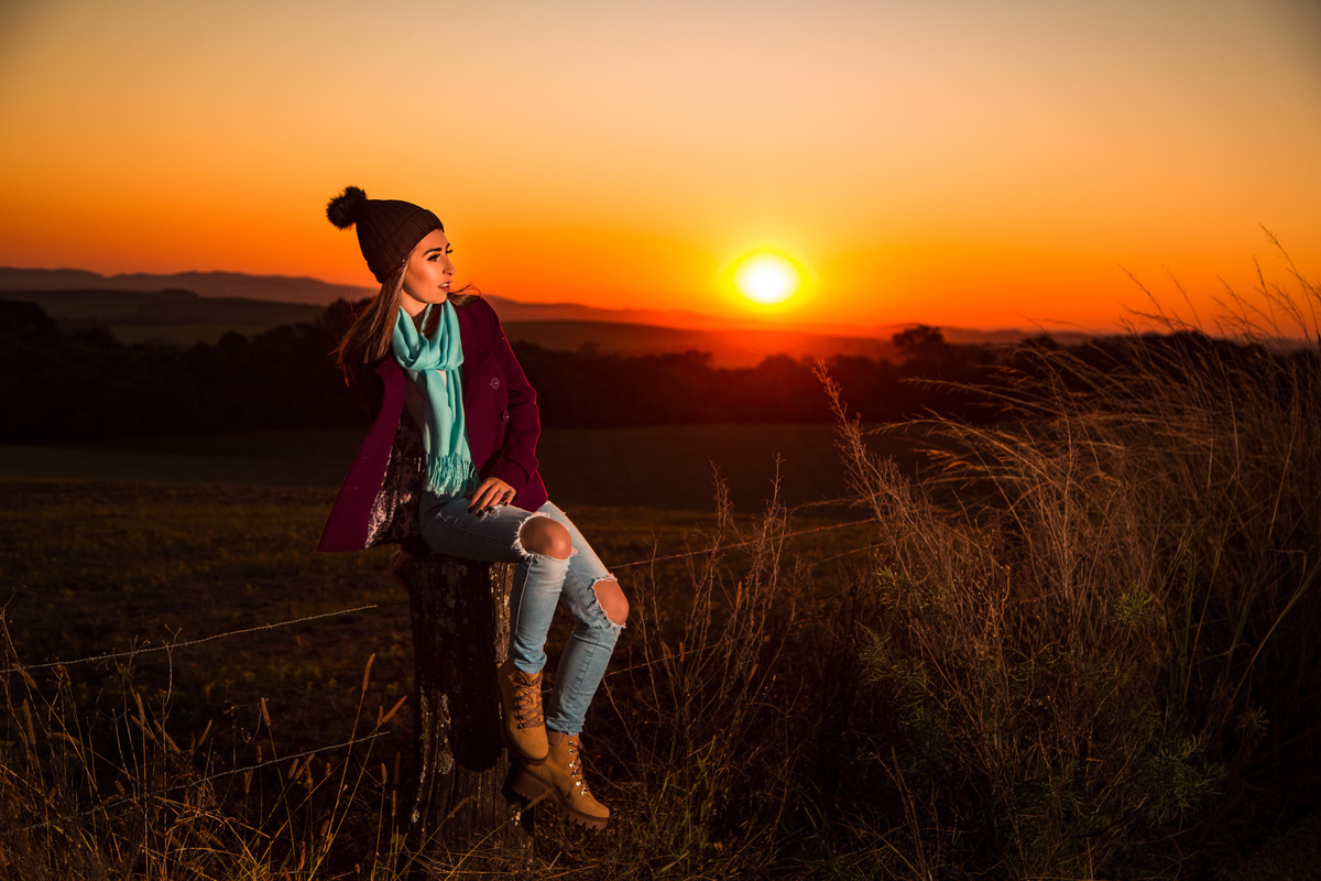 Fotos externas no bairro por do sol