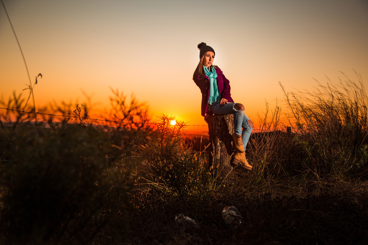 Fotos externas no bairro por do sol
