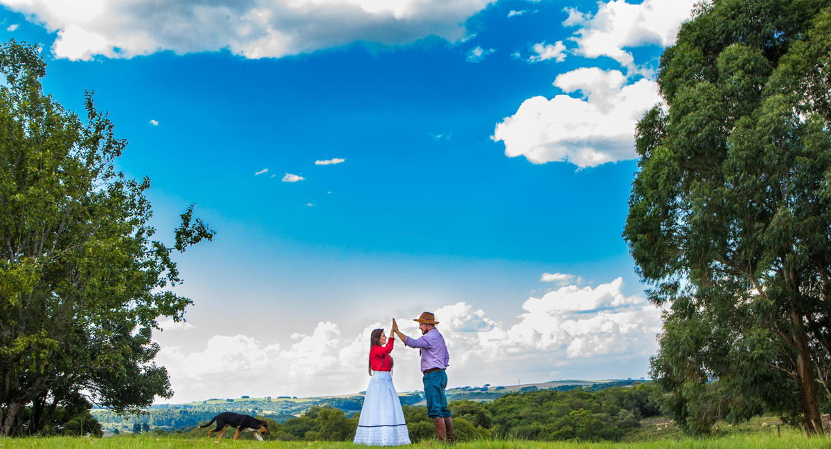 Pré Wedding Fazenda  pilchados Marcéli e Maycon Campos Novos SC