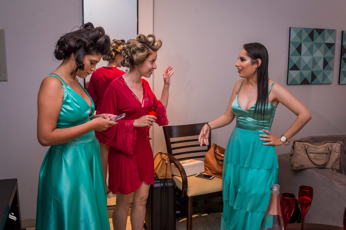 muita alegria e descontração no making of com as madrinhas