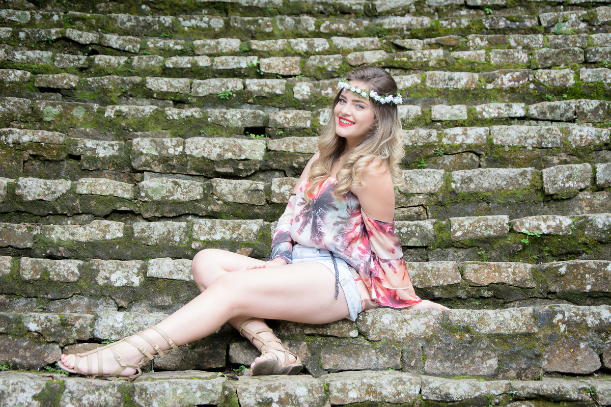 Book 15 anos da modelo e atriz Mayara Rosa fotografada nas escadarias do Jardim Botânico de São Paulo pela fotografa Paty Ramalho - Ensaio Debutante SP