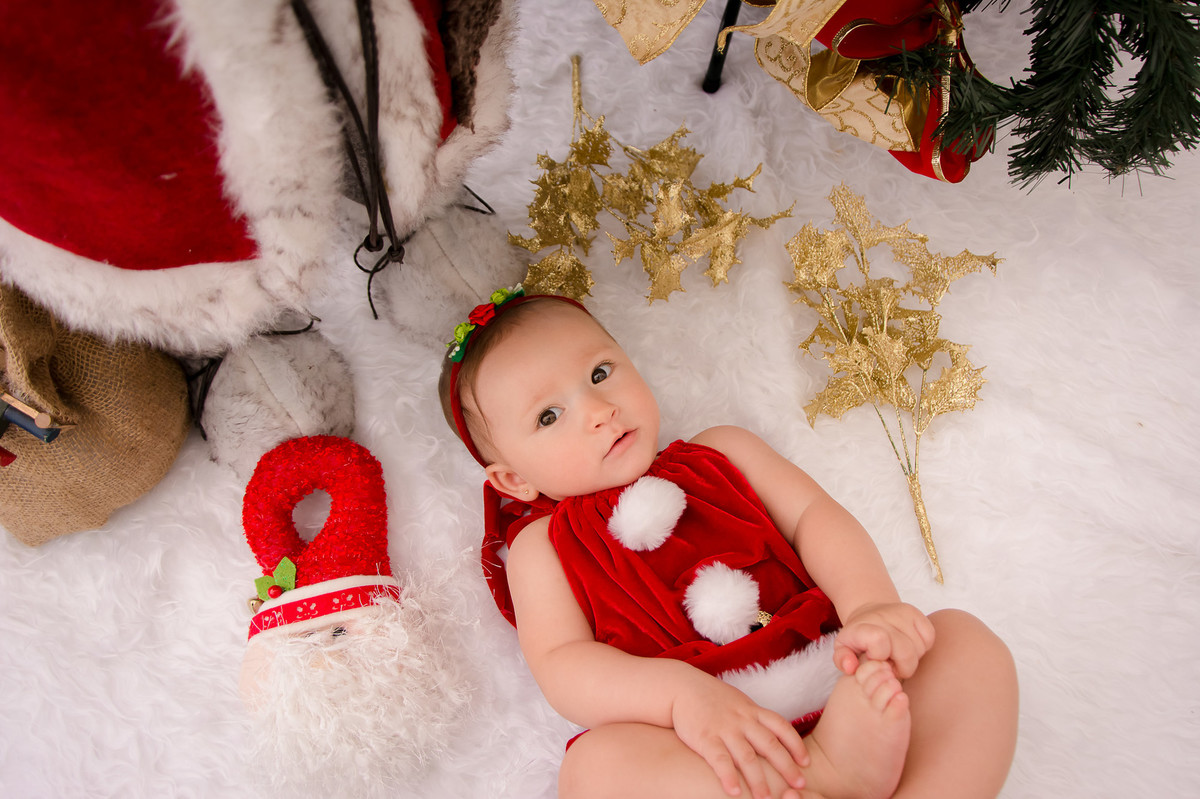 ensaio de natal, bebê natalino, arvore de natal, papai noel