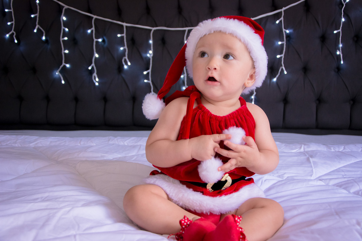 ensaio de natal, bebê natalino, arvore de natal, papai noel