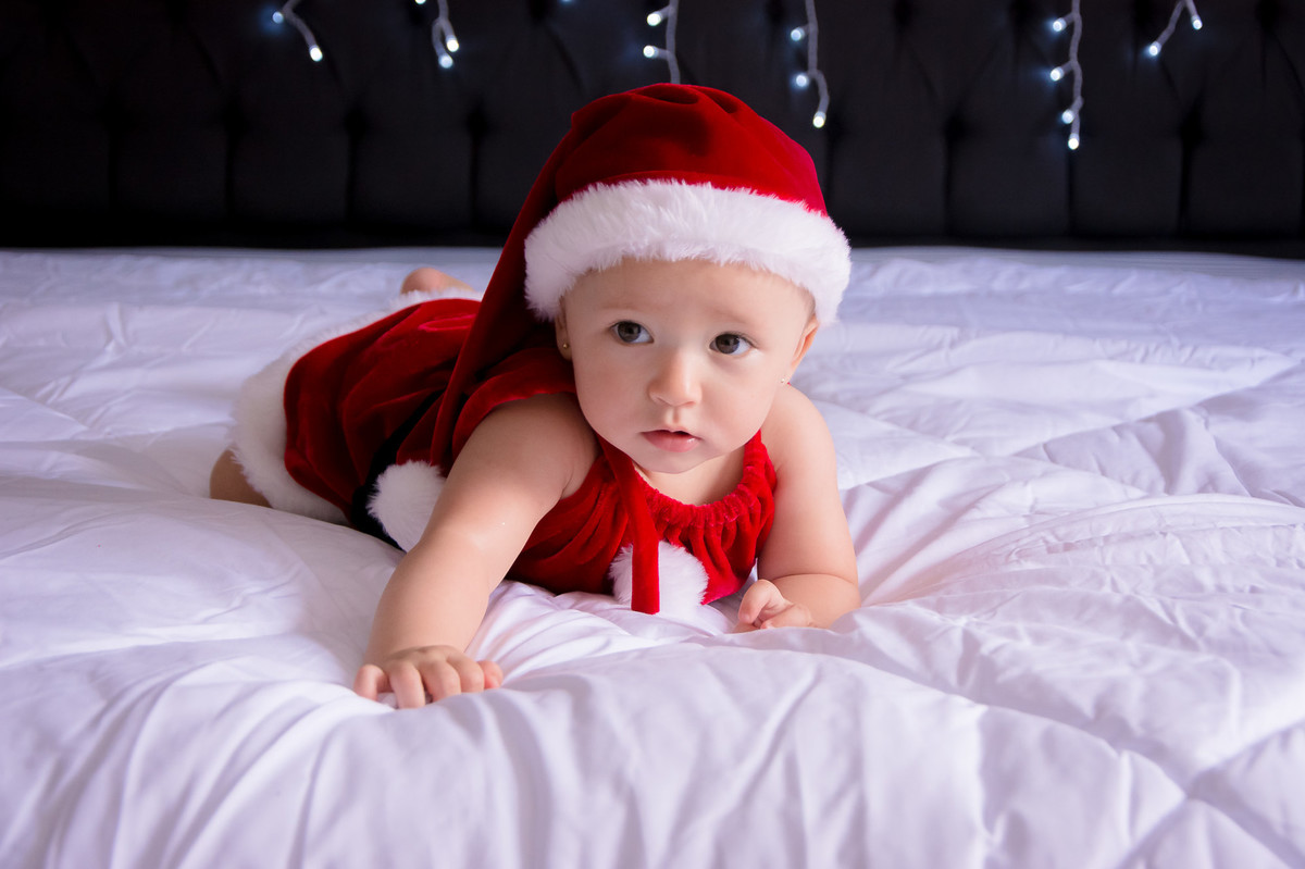 ensaio de natal, bebê natalino, arvore de natal, papai noel