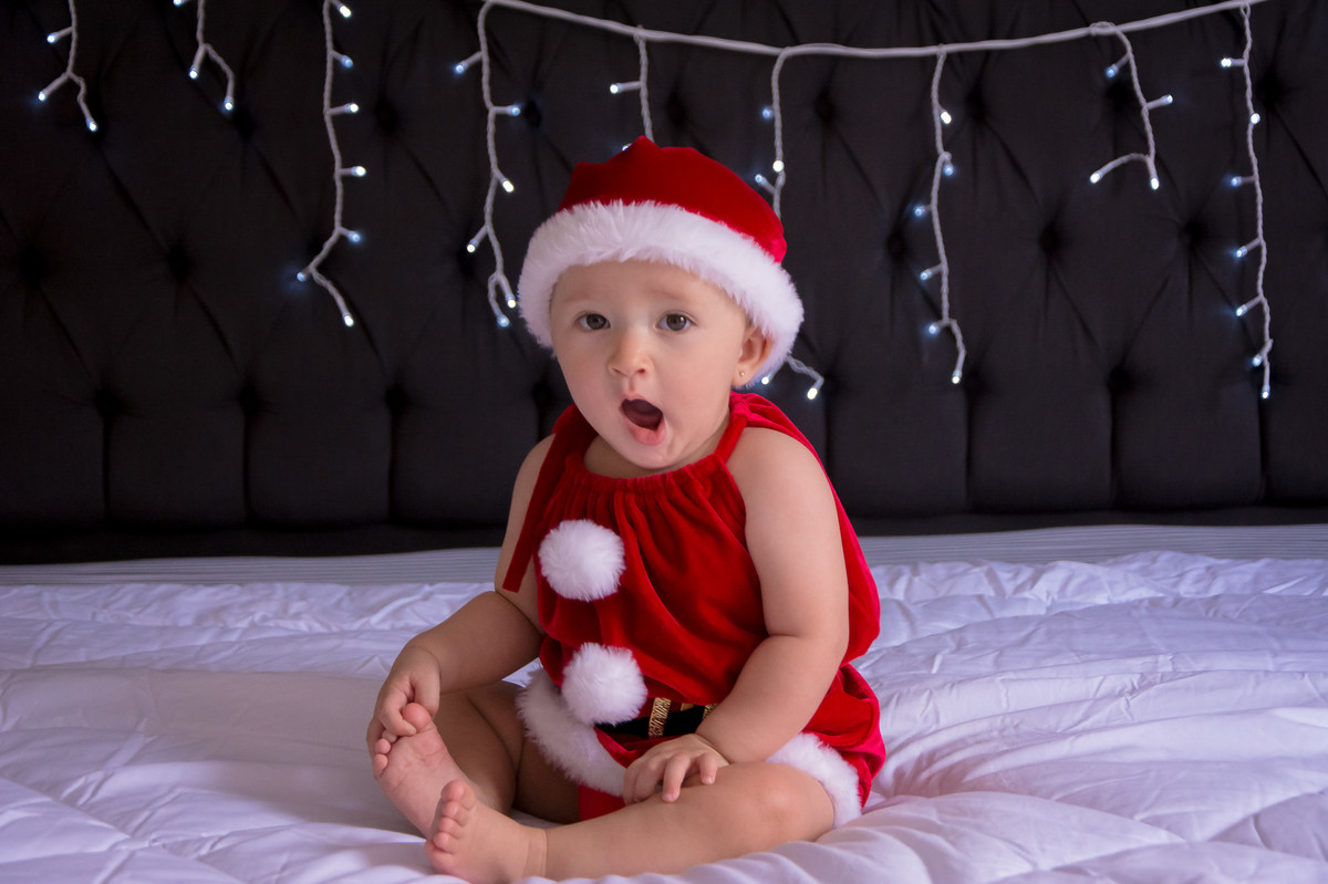 ensaio de natal, bebê natalino, arvore de natal, papai noel