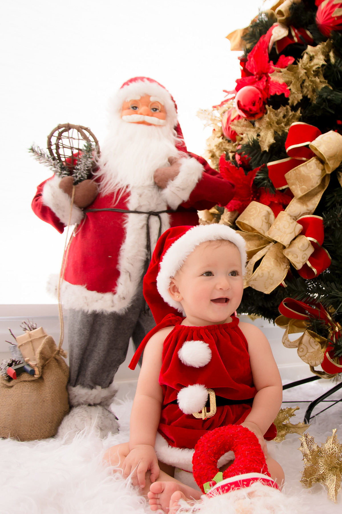 ensaio de natal, bebê natalino, arvore de natal, papai noel
