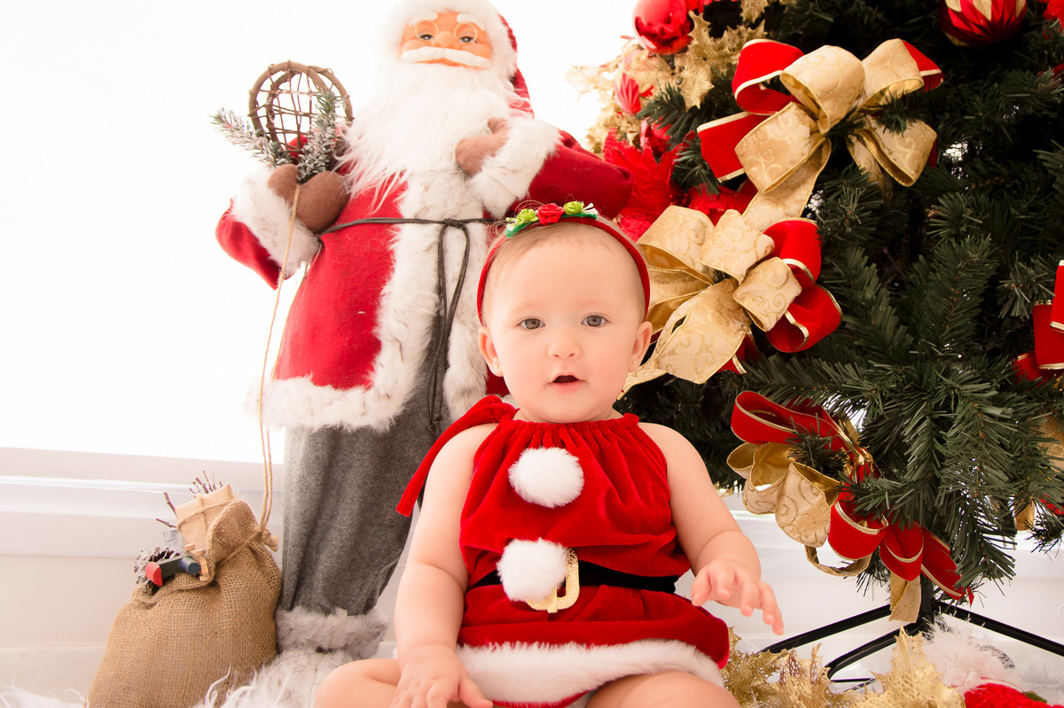 ensaio de natal, bebê natalino, arvore de natal, papai noel