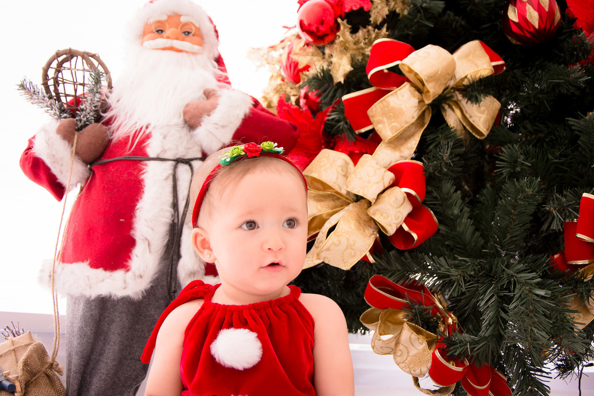 ensaio de natal, bebê natalino, arvore de natal, papai noel