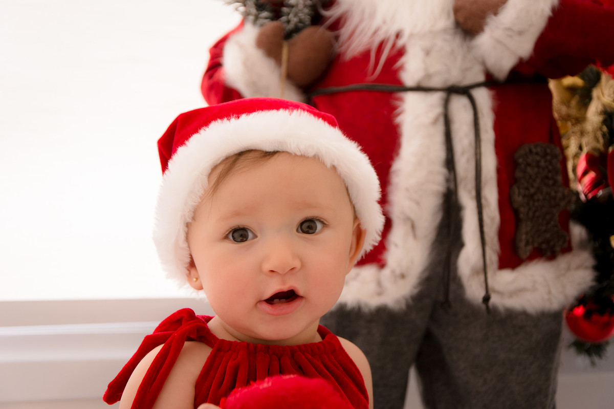 ensaio de natal, bebê natalino, arvore de natal, papai noel