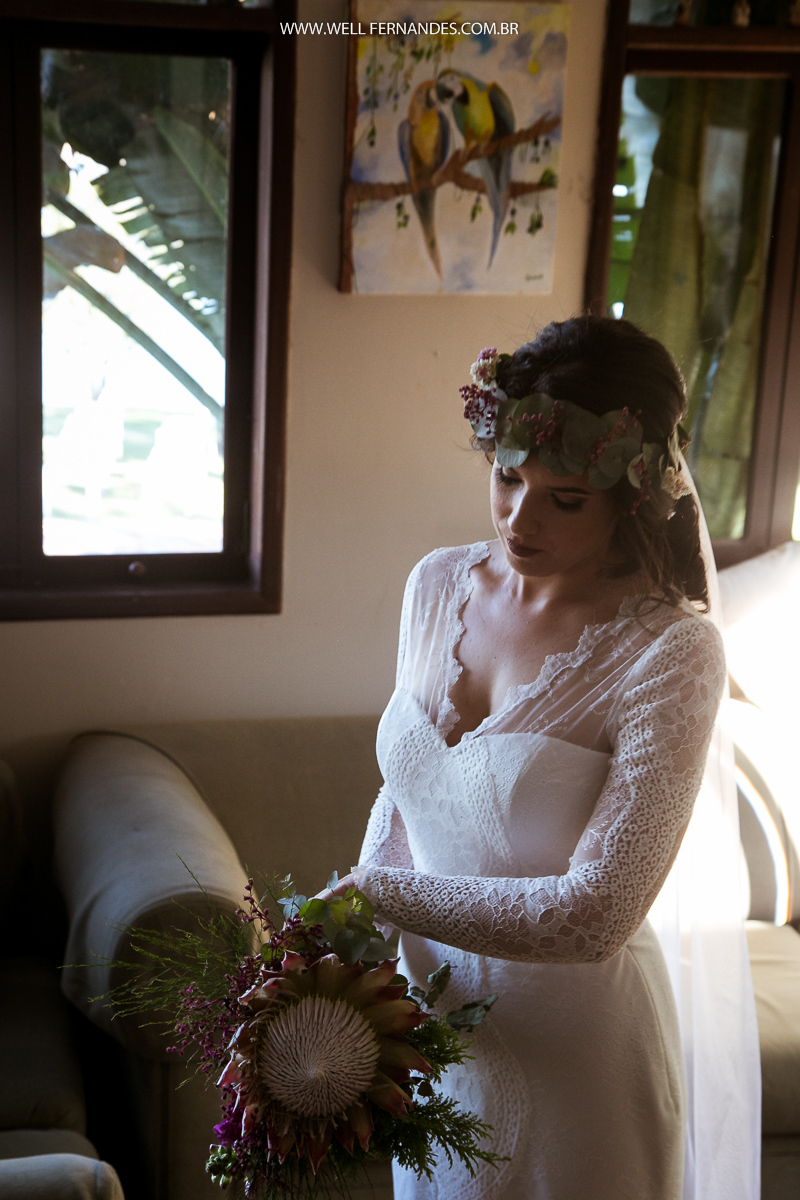 retrato da noiva antes da cerimonia