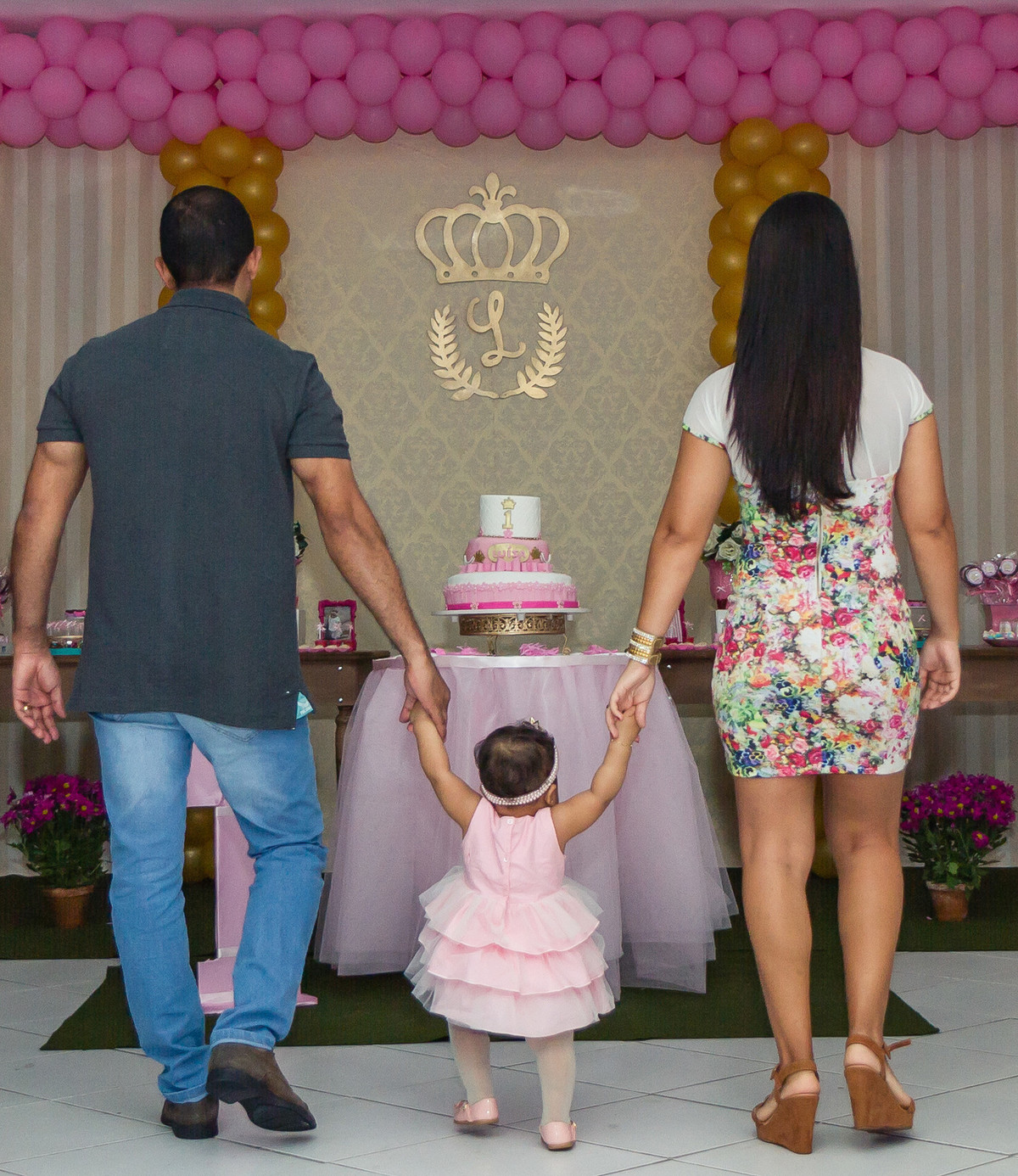 Família da Luísa 1 ano Tema Princesa pelo fotógrafo Douglas Maia
