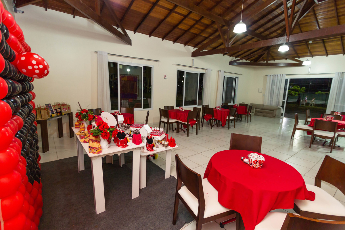 Salão decorado Tema Minnie pelo fotógrafo Douglas Maia