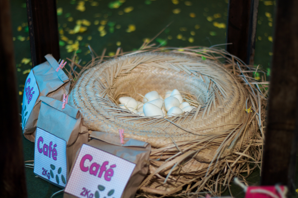 Chapéu com ovos Decoração Fazendinha da Lara pelo fotógrafo Douglas Maia