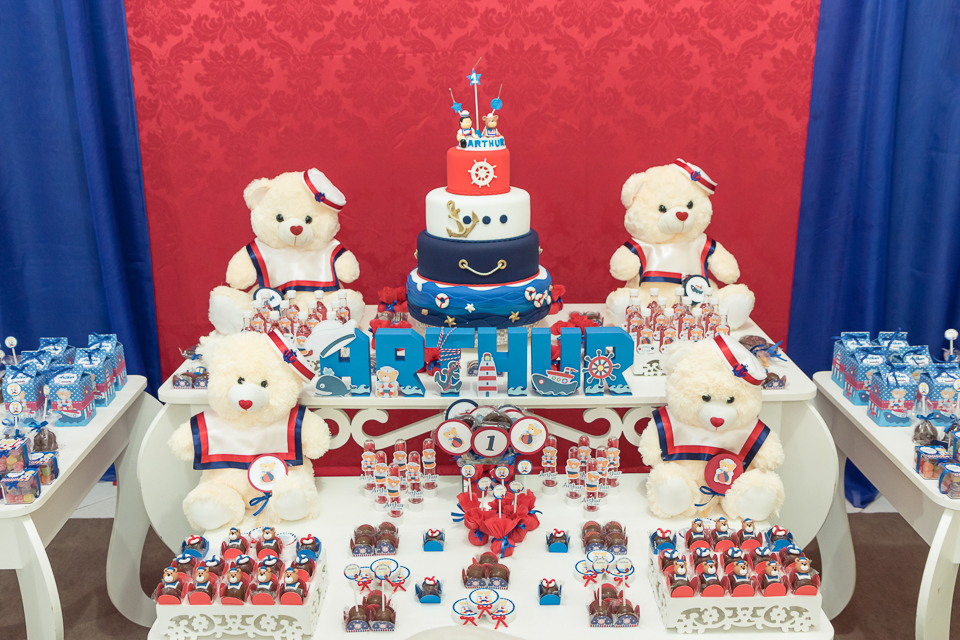 Mesa do bolo Tema Marinheiro Arthur pelo fotógrafo Douglas Maia