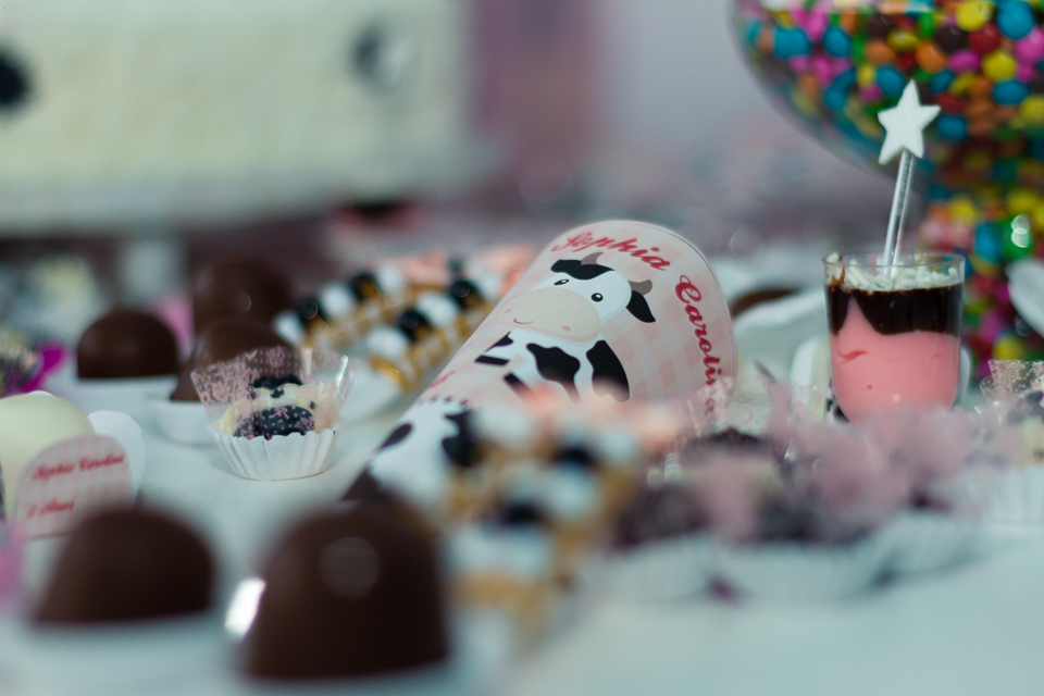 Doces e cone na mesa Tema Fazendinha pelo fotógrafo Douglas Maia