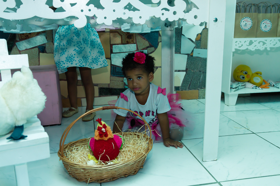 Sophia e galinha da fazendinha pelo fotógrafo Douglas Maia