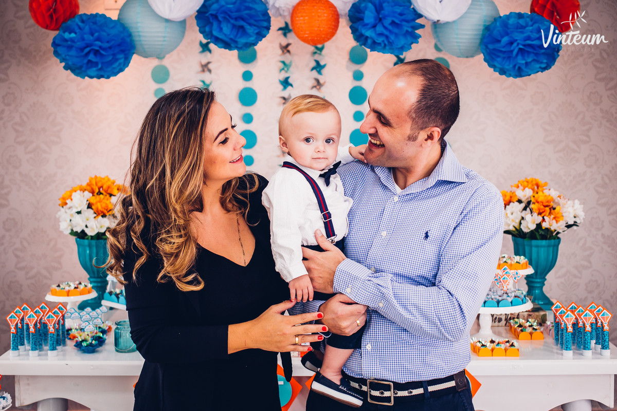 Aniversário de criança,mamãe e papai