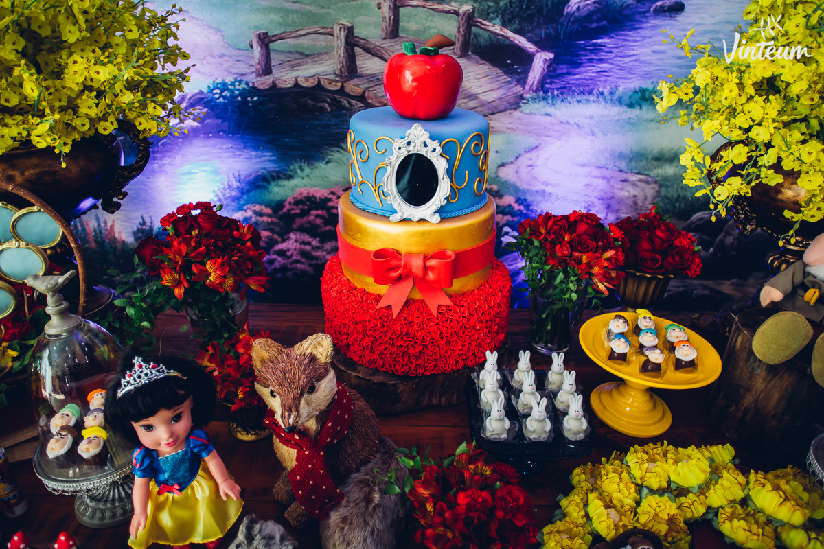 Decoração, branca de neve, bolo