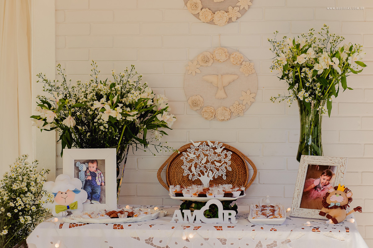 decoração de batizado de menina
