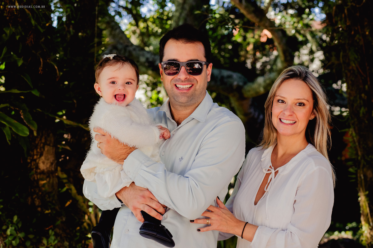foto de familia em batizado de menina