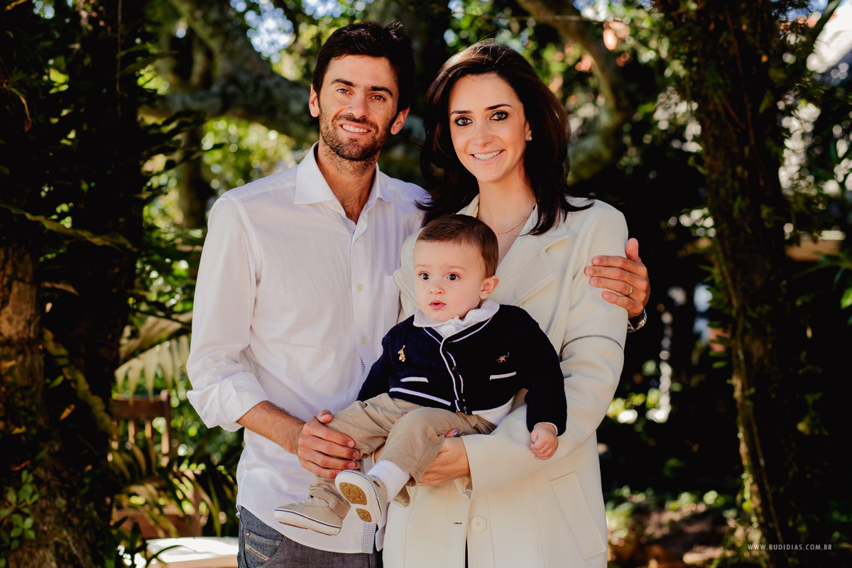 foto de familia em batizado de menina