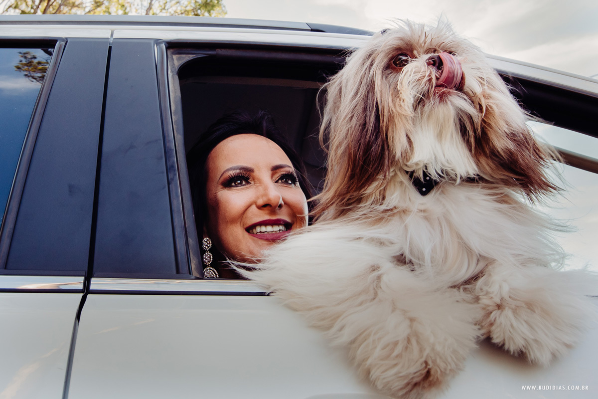 noiva com seu cão shitzu