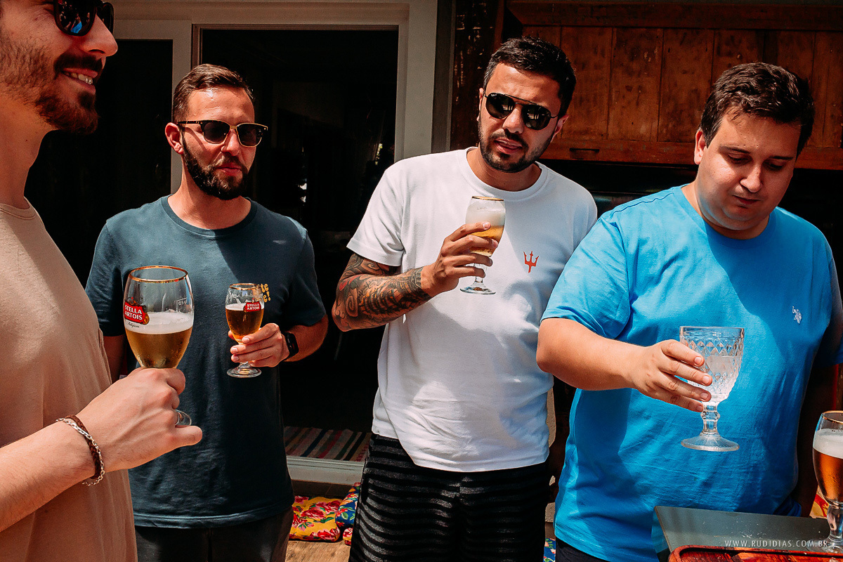 churrasco e chopp no making of do noivo