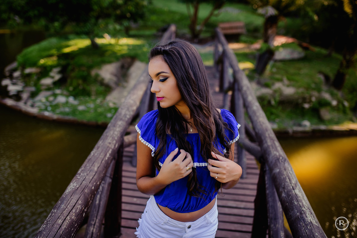 ensaio de 15 anos com look azul 