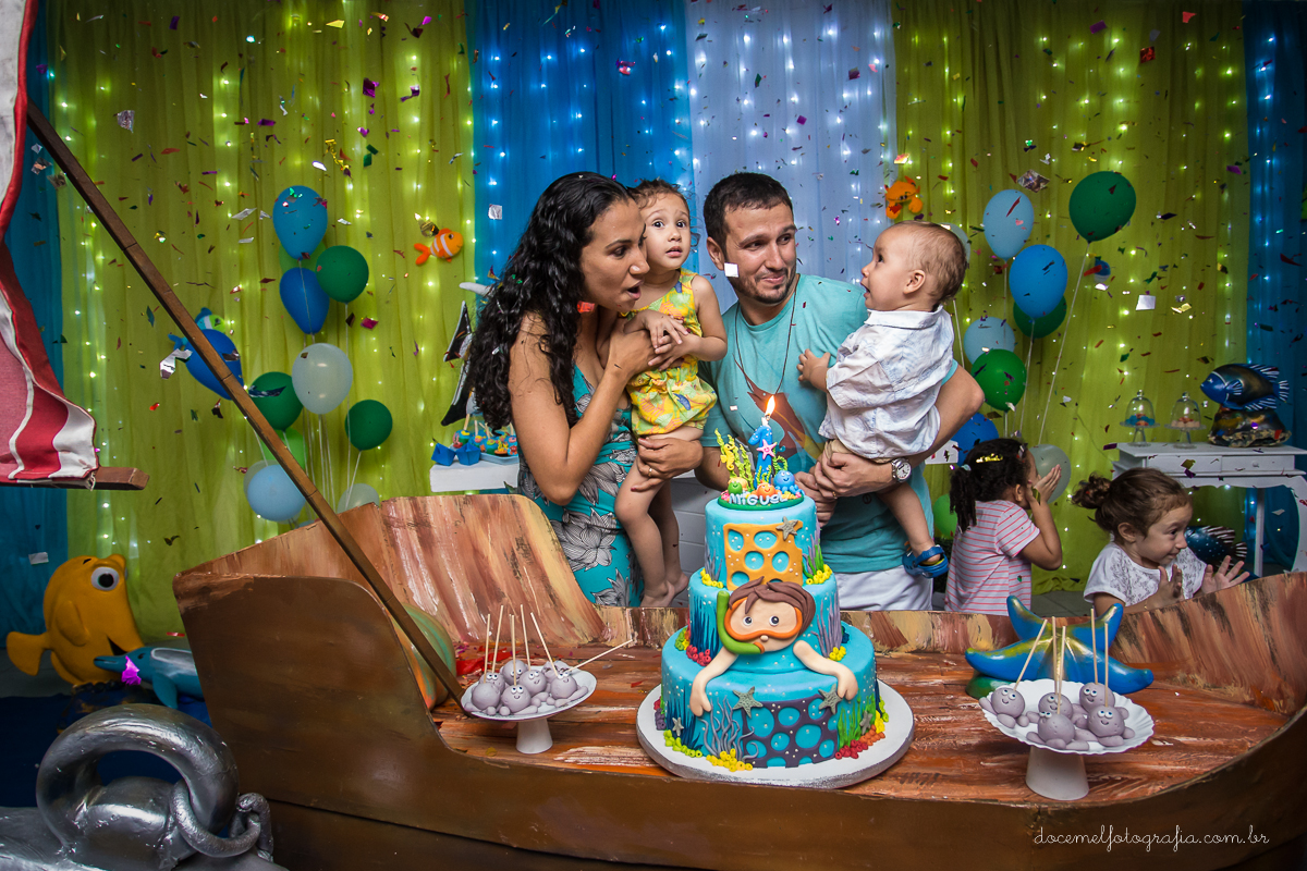 fotografia infantil,primeiro aninho, festas,festa no fundo mar, fotografia infantil São Gonçalo, fotografia infantil Niterói, doce mel fotografia, foto de crianças