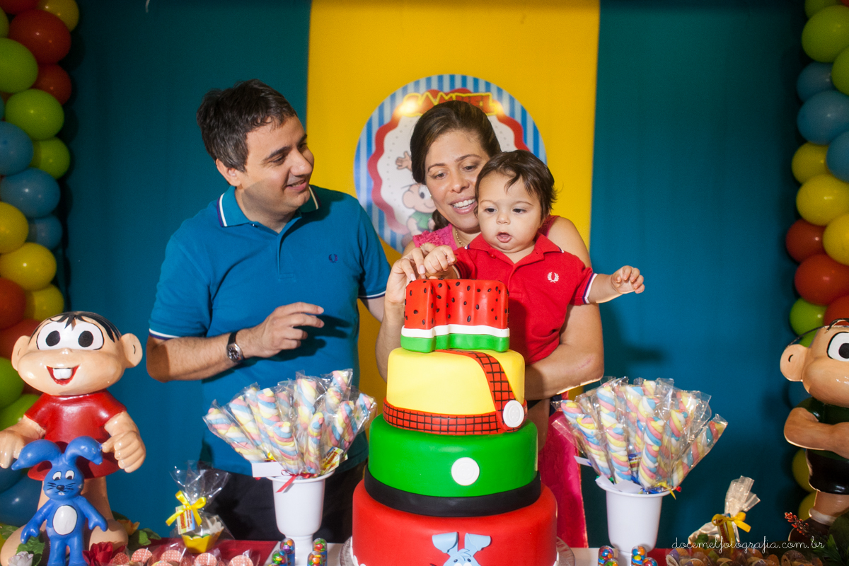 Fotografia infantil, fotografia de família, primeiro aninho, Casa de Festas Era uma vez, Tema turma da  Mônica, Niterói-RJ