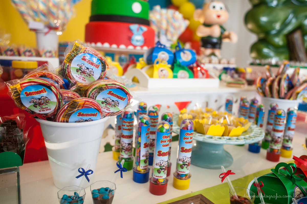 Fotografia infantil, fotografia de família, primeiro aninho, Casa de Festas Era uma vez, Tema turma da  Mônica, Niterói-RJ