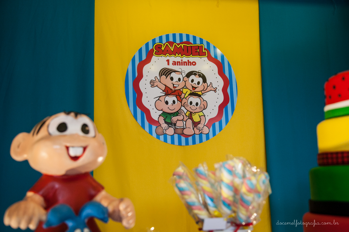 Fotografia infantil, fotografia de família, primeiro aninho, Casa de Festas Era uma vez, Tema turma da  Mônica, Niterói-RJ