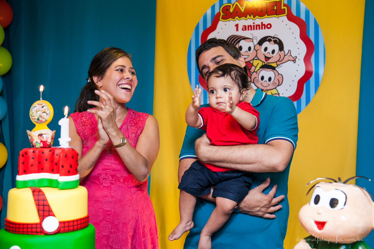 Fotografia infantil, fotografia de família, primeiro aninho, Casa de Festas Era uma vez, Tema turma da  Mônica, Niterói-RJ