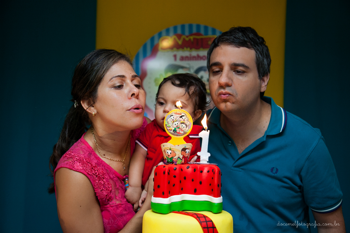 Fotografia infantil, fotografia de família, primeiro aninho, Casa de Festas Era uma vez, Tema turma da  Mônica, Niterói-RJ