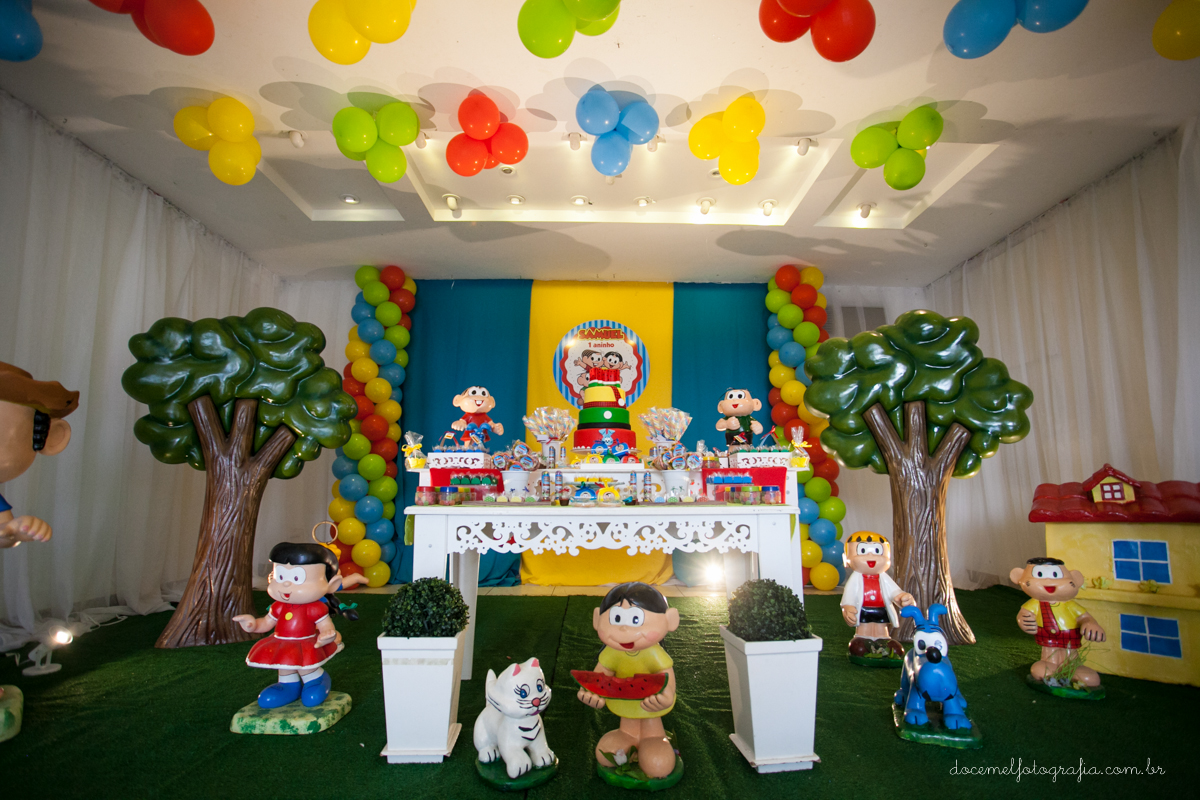 Fotografia infantil, fotografia de família, primeiro aninho, Casa de Festas Era uma vez, Tema turma da  Mônica, Niterói-RJ