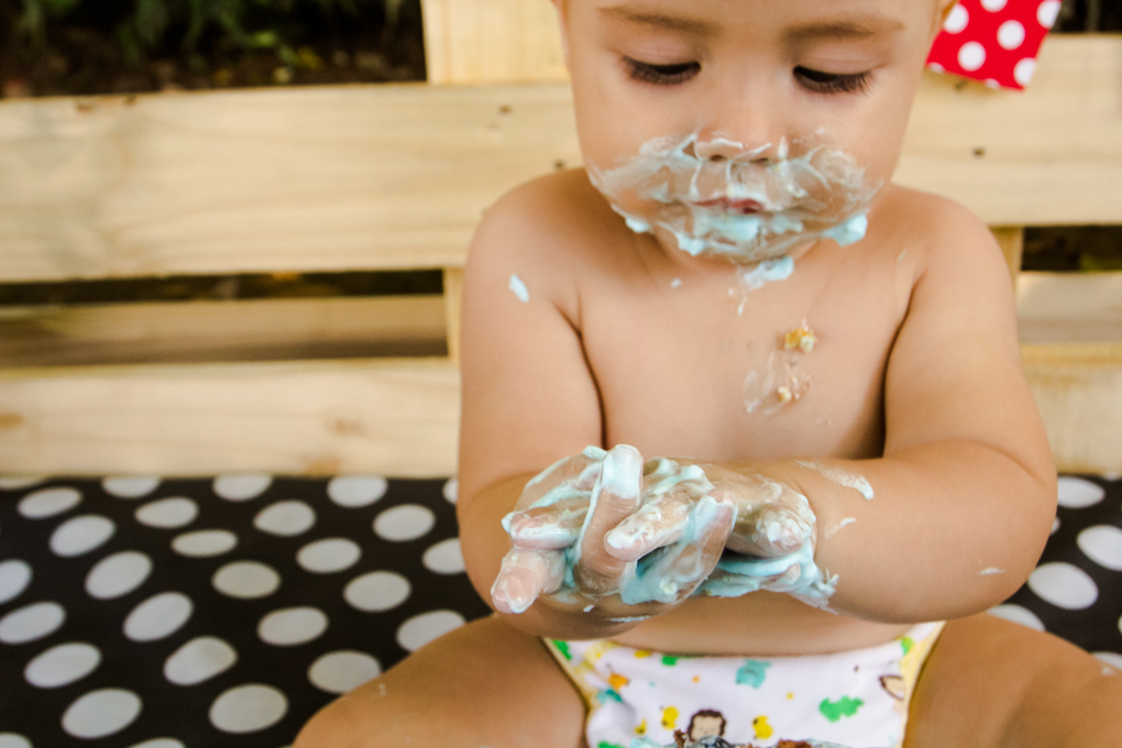 smash the cake, joinville, aline paim fotografia, ensaio bebê, ensaio externo com bolo, meleca, criança se sujando