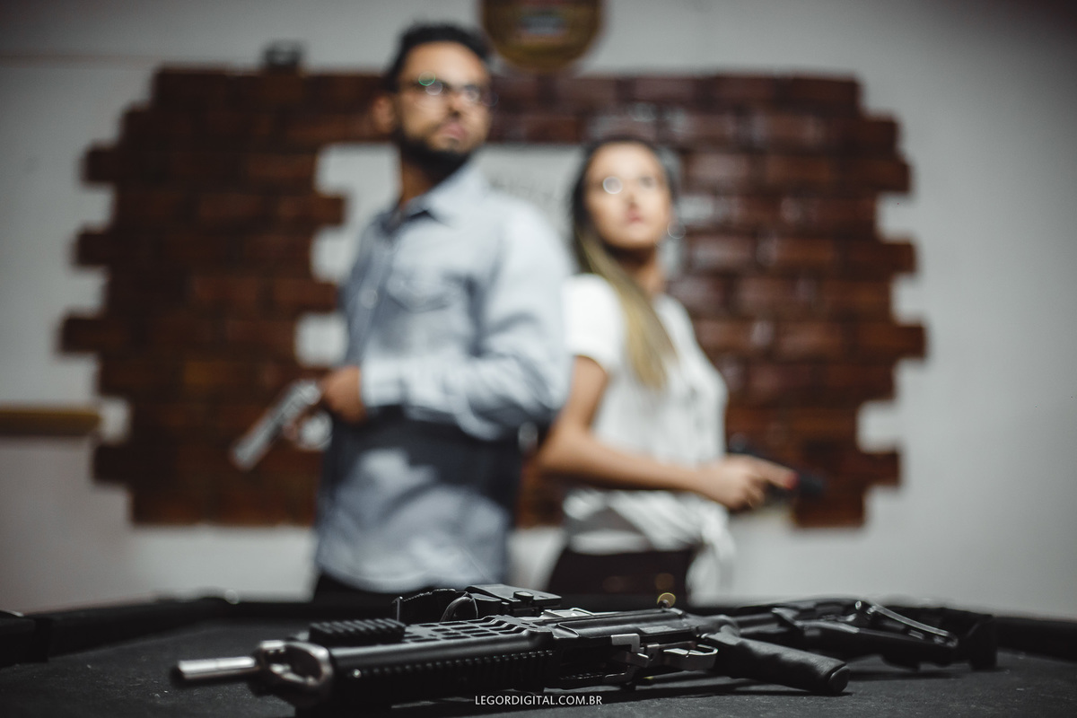 Ensaio no estende de tiros