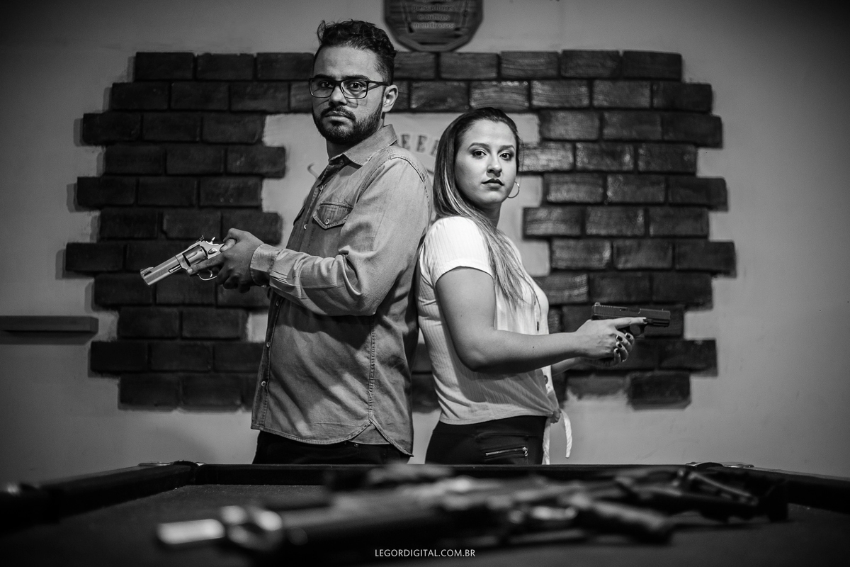 Pré Wedding no estande de tiros