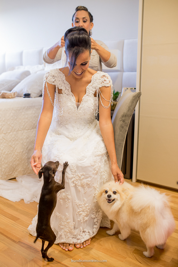 noiva com cachorros