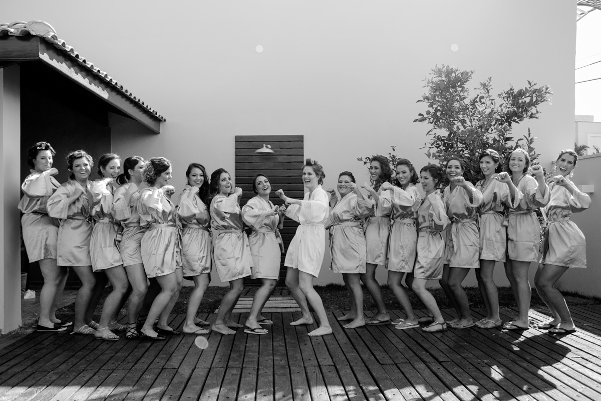 noiva com madrinhas no making of