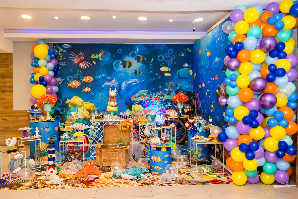 Decoração festa fundo do mar do aniversário de 1 ano do Arthur