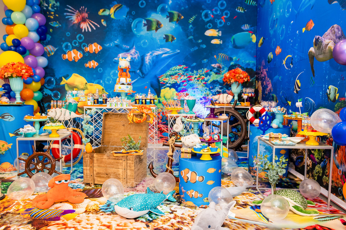 Decoração festa fundo do mar do aniversário de 1 ano do Arthur