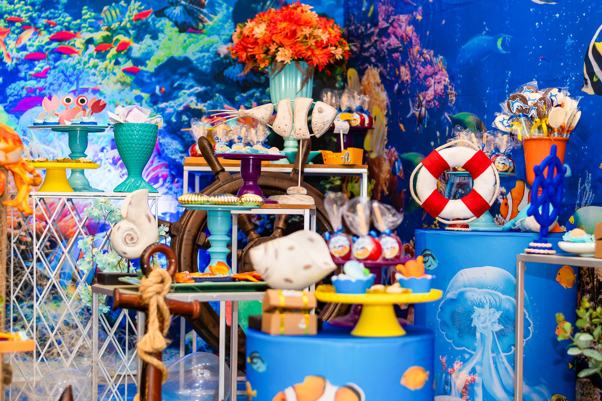 detalhes da Decoração festa fundo do mar do aniversário de 1 ano do Arthur